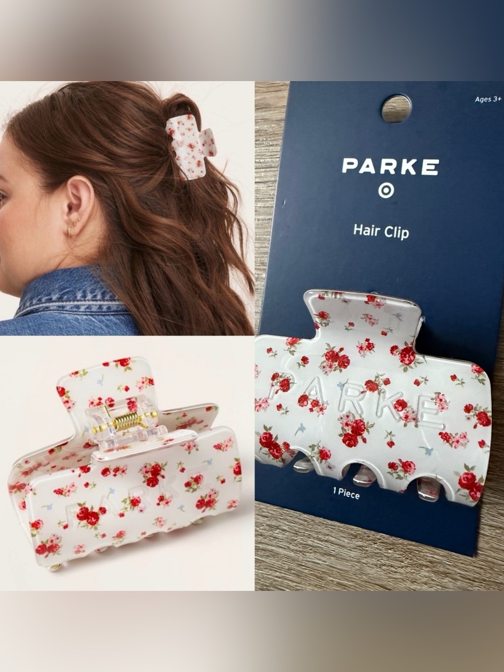 NWT PARKE X TARGET Claw Clip Cream Floral